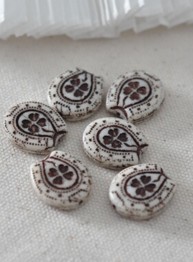 进口捷克珠21x18mm复古马蹄四叶草diy饰品配件串珠手作