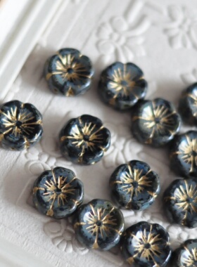 进口捷克珠14mm夏威夷花琉璃珠串珠DIY手工首饰配件