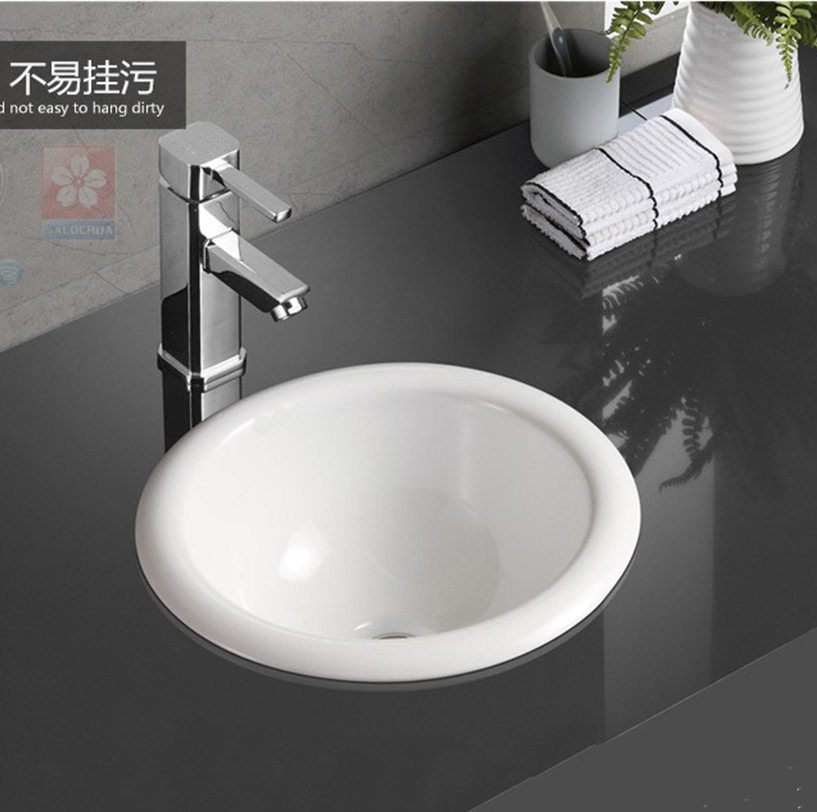家用台上盆洗手盆洗脸盆陶瓷面盆阳台圆形台下盆台中盆纯圆反口盆