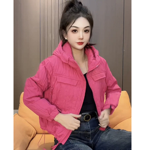 连帽大兜小风衣夹克 女休闲韩版 2026春秋季 流行好看洋气薄棉衣短款