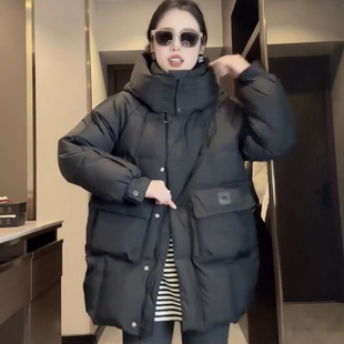 大帽子羽绒棉服女生中长款2025休闲减龄棉衣外套东北滑雪免洗棉袄