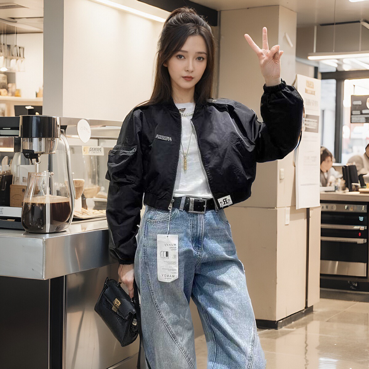 短款宽松设计感棒球服韩版