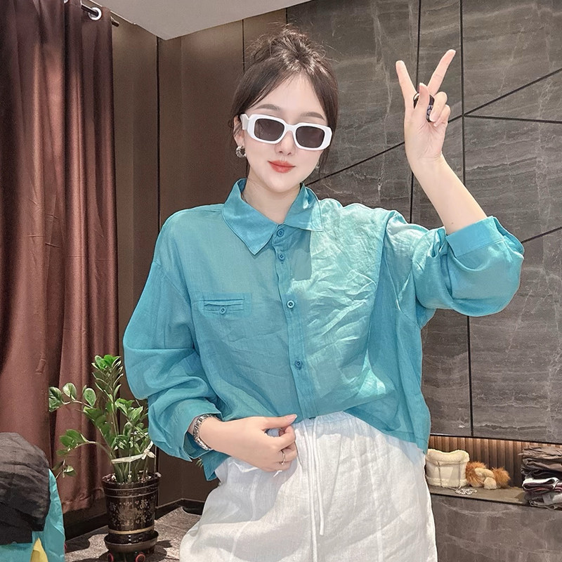 显瘦藏肉2026夏季苎麻女士衬衫短款齐腰翻领透气防晒麻上衣小衫