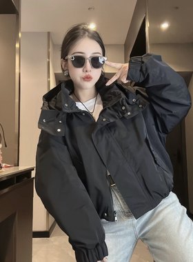 显瘦连帽宽松春季风衣外套时尚