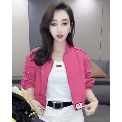 正版秋季短款棒球服小夹克服女洋气休闲齐腰减龄立领夹棉风衣外套