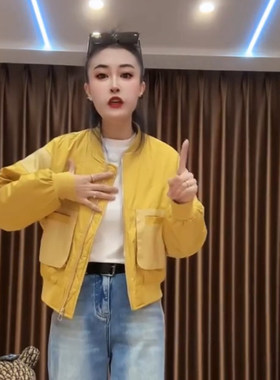 立领精神小外套女洋气百搭春秋户外运动棒球服简约pu拼接夹克服