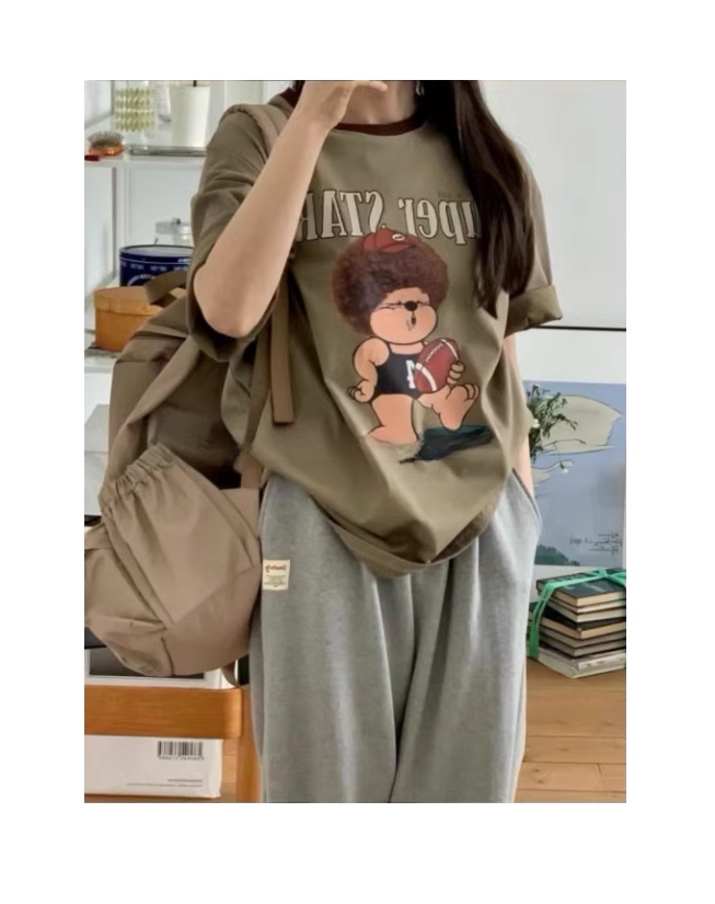 MONE卡通常规圆领女T恤