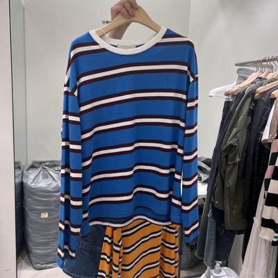 URBANE-P休闲拼色条纹长袖T恤