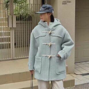 现2026冬季新女芯宝韩国代购the bale舒适保暖牛角扣羊毛大衣外套