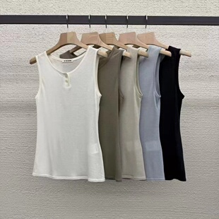 现~2025夏季新款女芯宝韩国代购at the bagel百搭圆领背心短袖T恤