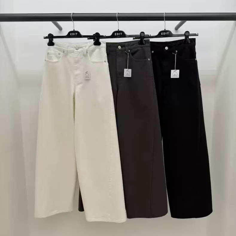 EDIT休闲高腰净版阔腿宽松牛仔裤