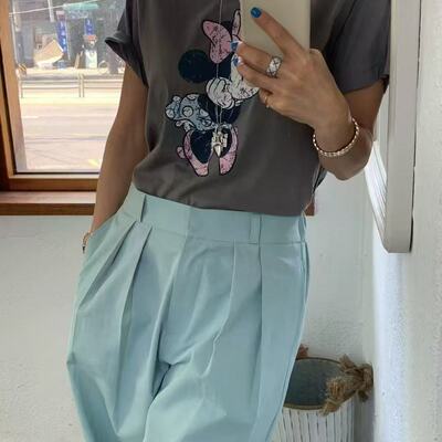 tarabymotion圆领撞色女短袖T恤