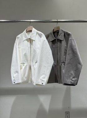 现~2025春季新女芯宝韩国代购statement抽绳收腰翻领纯色休闲外套