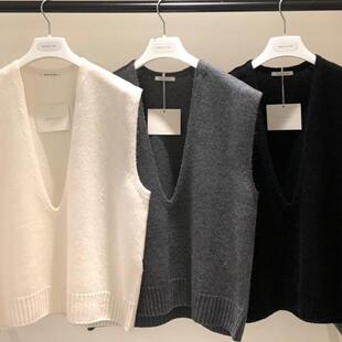 现2025春新女芯宝韩国代购masculine百搭V领纯色宽松针织马甲背心