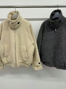 现~2024冬季新款女芯宝韩国代购Tempting立领拉链羊毛夹克短外套
