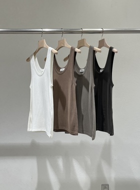 2025夏季新女芯宝韩国代购statement休闲修身显瘦纯色U领百搭背心