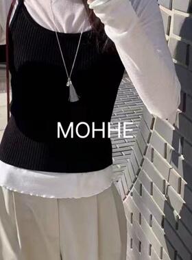 现~2025春季新女芯宝韩国代购mohhe百搭纯色螺纹修身叠穿吊带背心