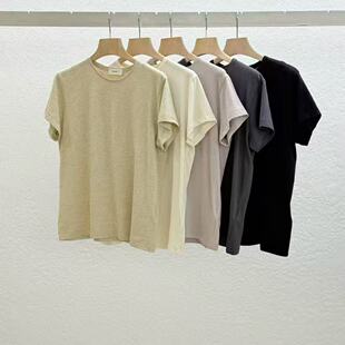 现~2026春季新女芯宝韩国代购statement舒适圆领套头基础短袖T恤