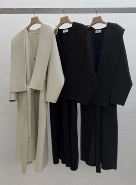 现~2025冬季新女芯宝韩国代购statement舒适宽松腰带披肩大衣外套