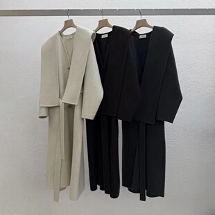 现~2025冬季新女芯宝韩国代购statement舒适宽松腰带披肩大衣外套