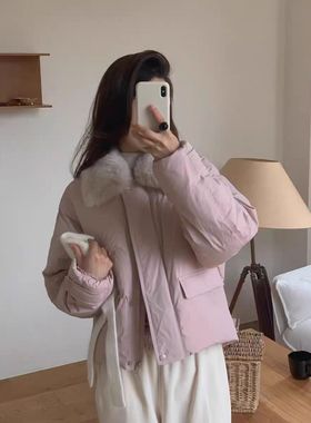 现2025冬季新女芯宝韩国代购siho archive毛领翻盖口袋羽绒服外套