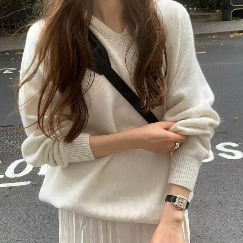 ounce百搭纯色套头针织连帽毛衣