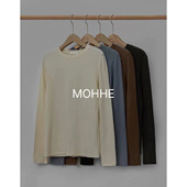 Mohhe舒适软糯纯色百搭长袖 现2025春秋新款 女芯宝韩国代购 打底T恤