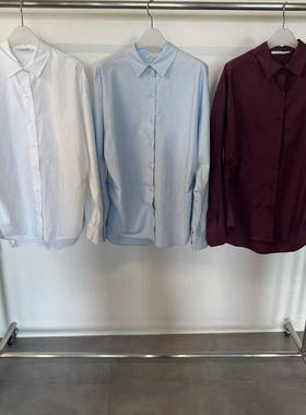 现~2025秋季新女芯宝韩国代购tempting时尚捏褶刺绣宽松长袖衬衫