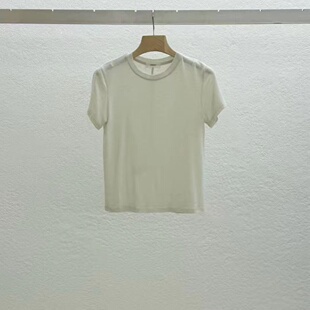 现~2025冬季新女芯宝韩国代购statement百搭圆领羊毛舒适短袖T恤