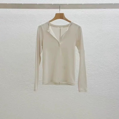 STATEMENT纯色半开领长袖打底T恤