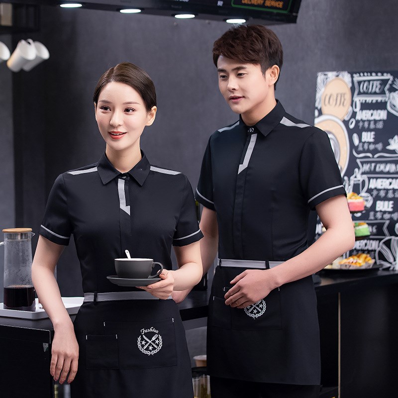 奶茶火锅酒店西餐厅服务员衬衫夏装时尚韩版咖啡厅工作服短袖女