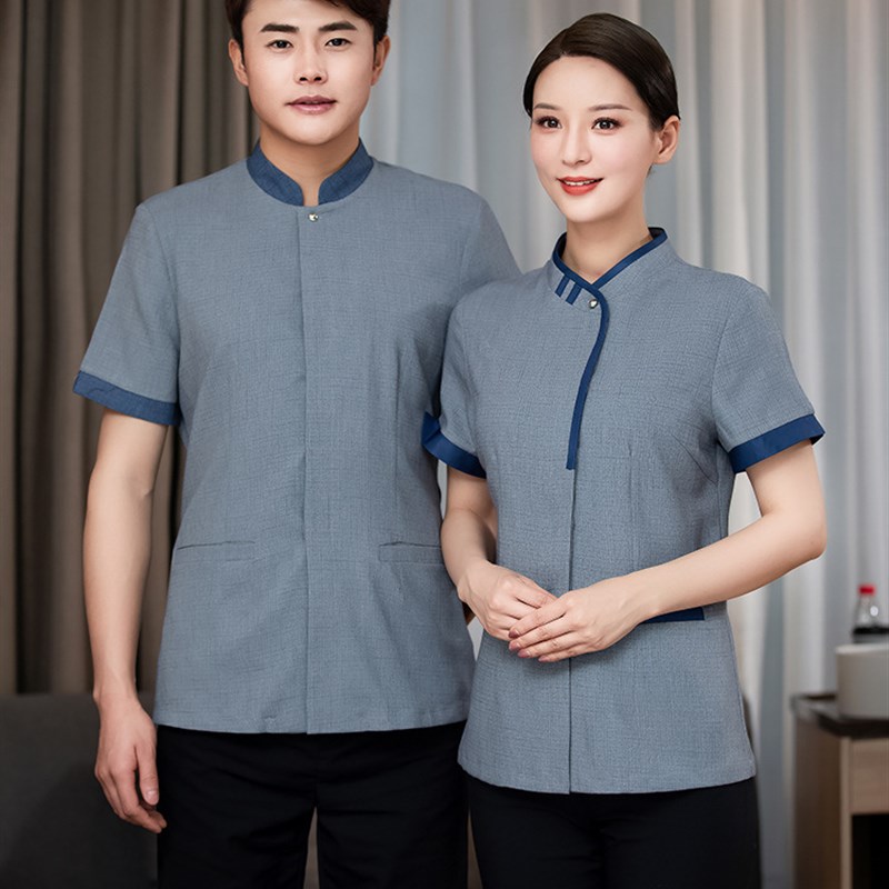 保洁工作服短袖宾馆酒店客房家政服务员女物业写字楼大码夏季套装