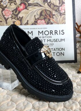 New 2025 Fashion Black Leather Shoes黑色小皮鞋新款2025时尚