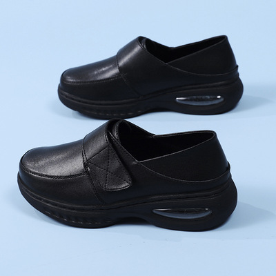 Women's Work Shoes 秋冬季护士气垫软底透气黑色工作鞋女