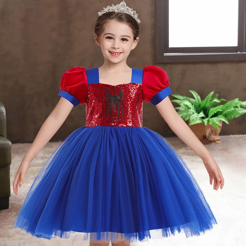 Halloween girl princess dress 女童公主裙泡泡袖网纱连衣裙