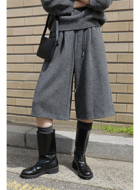 经典衣橱 松弛百搭抽绳休闲裤 亲肤舒适松紧腰七分裤02257