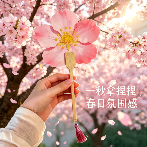 桃花扇子手摇扇便携加厚