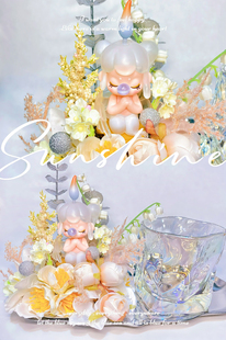 泡泡玛特杯幻想博物馆祈祷烛台马克杯玻璃杯diy手工奶油胶杯托盘