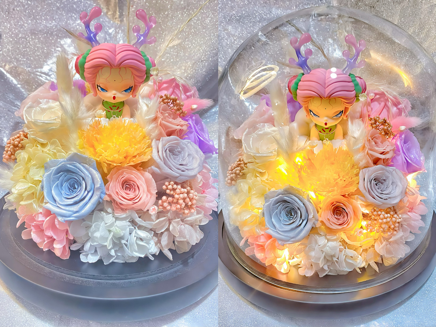 永生花玫瑰干花束泡泡玛特温度系列摆件情人节生日礼物送女友老婆