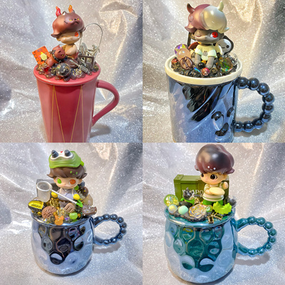 Dimoo今晚不准睡宠物度假泡泡玛特陶瓷奶油胶装饰马克杯可爱水杯