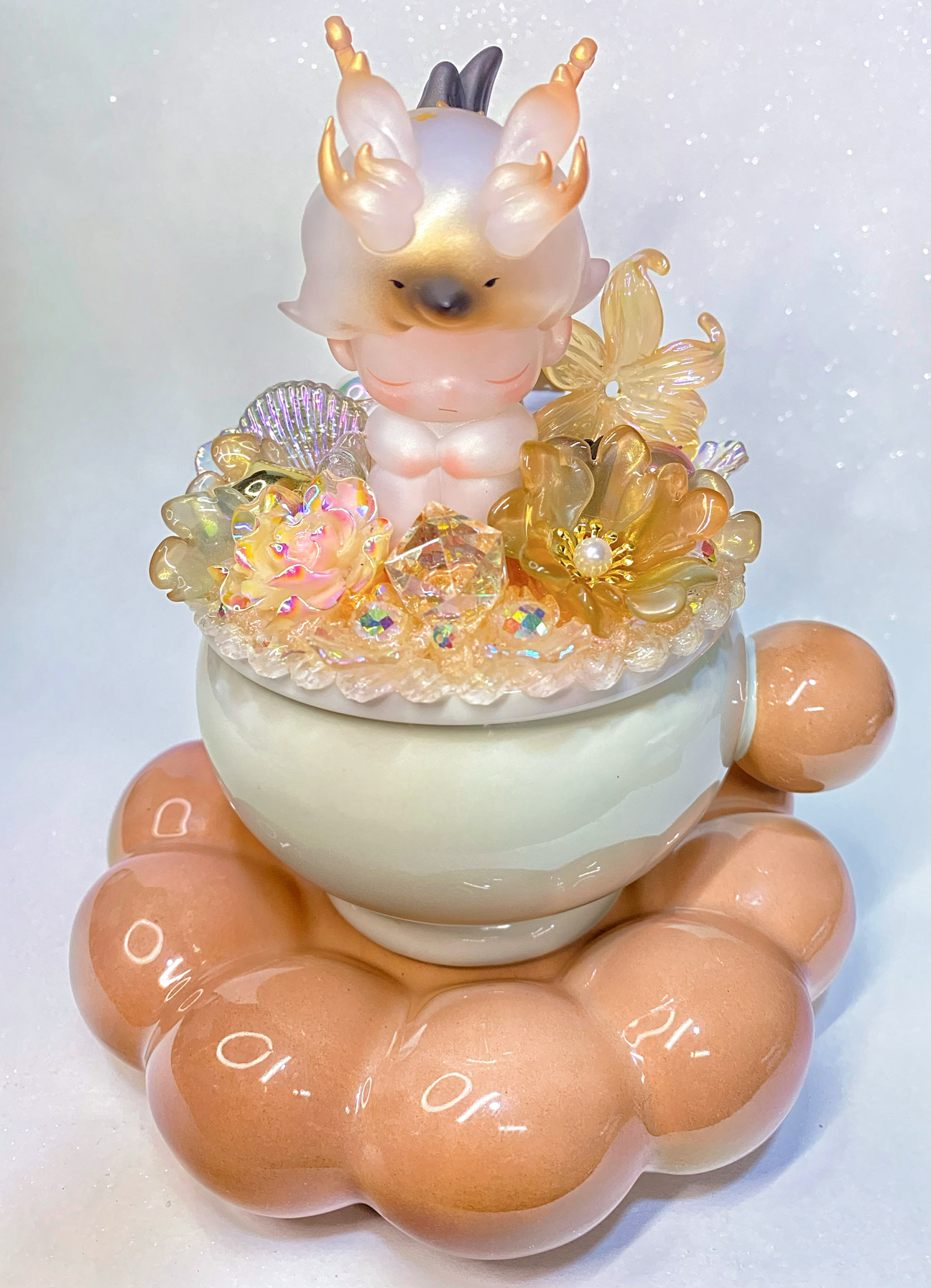 泡泡玛特杯dimoo一盏风月屋脊神兽奶油胶云朵托盘杯diy马克杯带灯