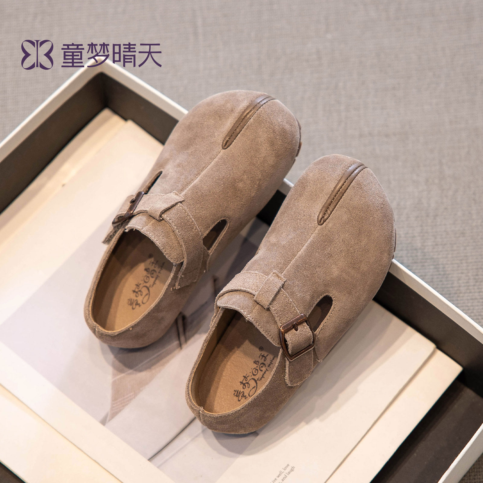 勃肯鞋女童皮鞋2026新款春季儿童鞋子春秋真皮女宝单鞋大童豆豆鞋