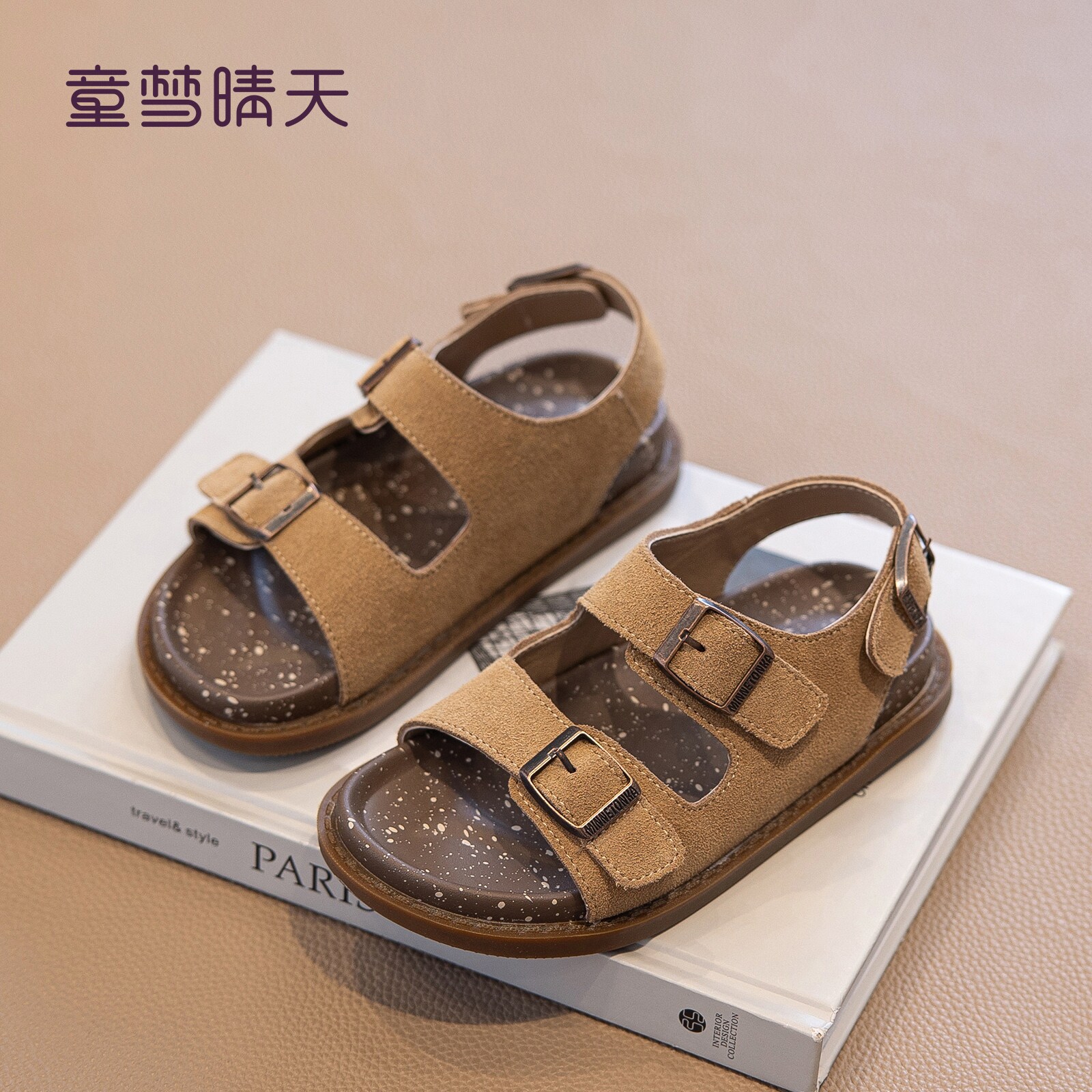 童梦晴天儿童凉鞋2025新款夏季男童勃肯鞋女童真皮鞋子软底凉单鞋