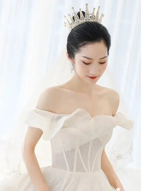 整圈大号水钻皇冠头饰配饰公主礼服宴会生日结婚欧美婚纱王冠