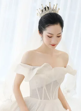 整圈大号水钻皇冠头饰配饰公主礼服宴会生日结婚欧美婚纱王冠