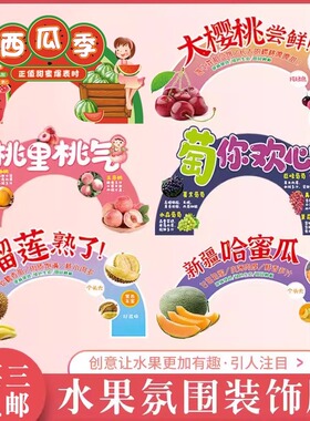 创意水果店氛围牌展示kt板榴莲西瓜陈列装饰趣味广告包邮定制