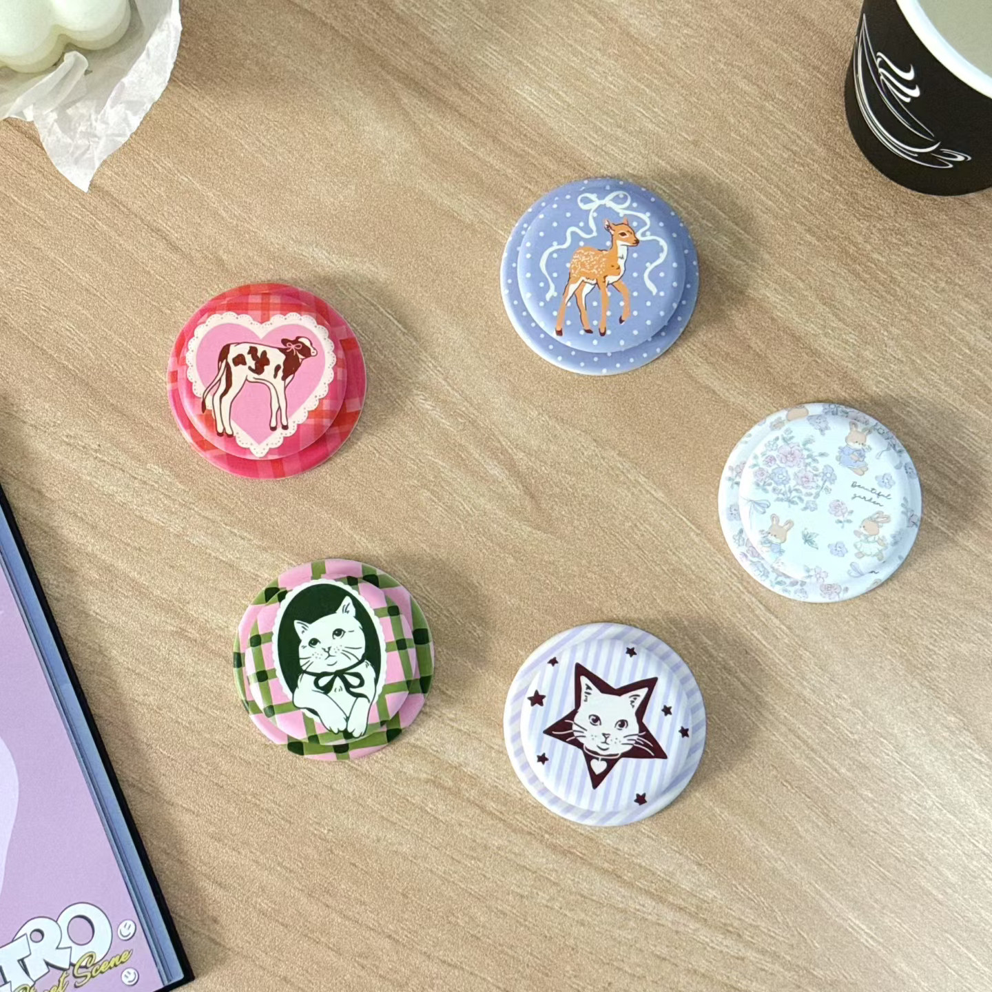 碎花小兔五角星猫软糯手感磁吸苹果手机支架气囊magsafe伸缩通用