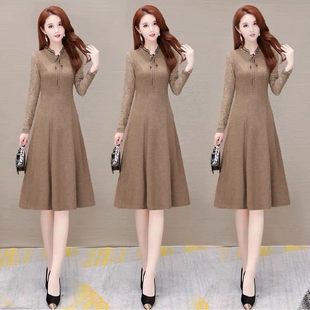 品牌洋气质高端长袖 2023年新款 裙子 中年妈妈连衣裙秋冬装 女秋冬季