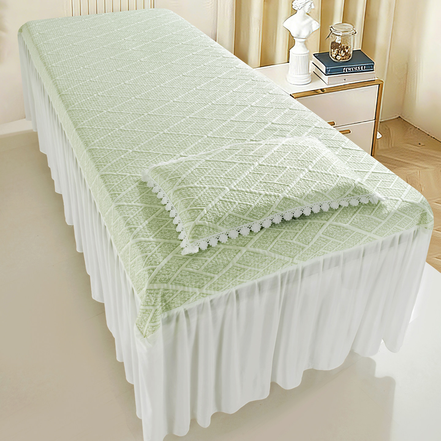 新款高档美容院冰丝提花凉席床罩款夏季按摩推拿床专用凉席凉感丝