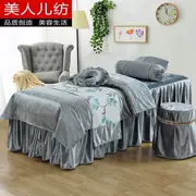 Beauty bed cover bốn bộ thẩm mỹ viện cao cấp đặc biệt massage cơ thể hình xăm giường set mùa thu đông dày màu đơn giản - Trang bị tấm